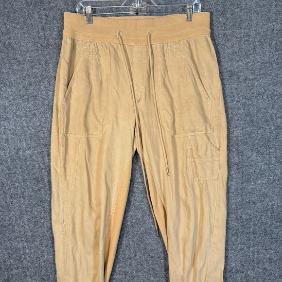 Quince Pants Womens Large Beige Khaki Cargo Joggers Tencel Stretch Flaw - Picture 4 of 13
